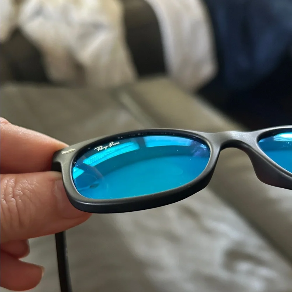 Ray-Ban Wayfarer Matte Black Kids Sunglasses with Reflective Blue Lenses